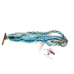 NWT Just Jewelry Blue Multi Strand Beaded Bracelet